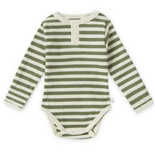 Load image into Gallery viewer, SHK Olive Stipe Organic Bodysuit