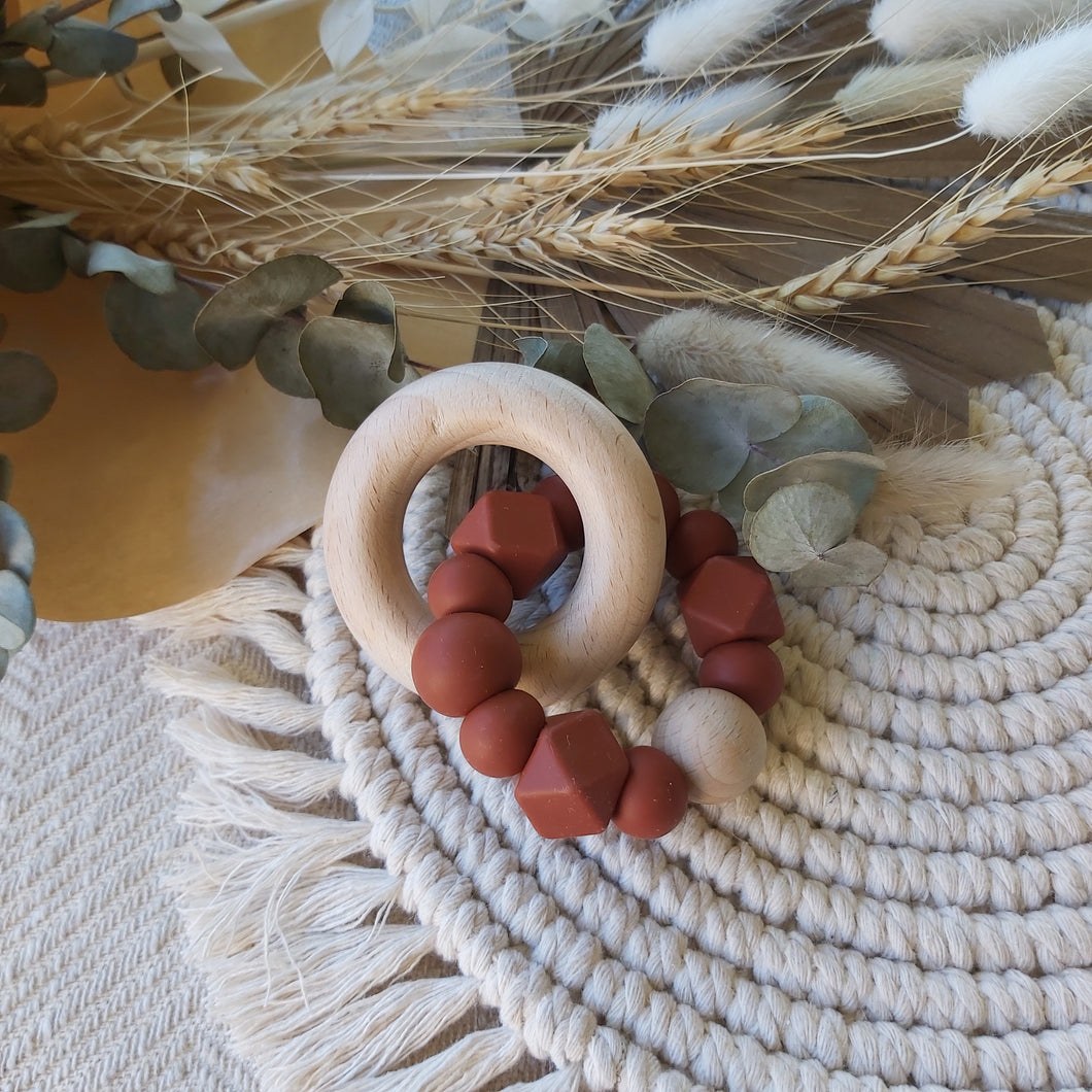 Mono Wooden Teething Toy Solid Colour