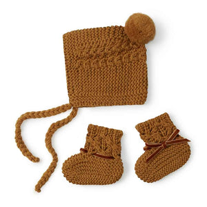 SHK Merino Wool Kids Bonnet and Bootie Set