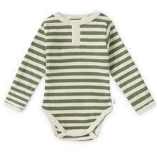 Load image into Gallery viewer, SHK Olive Stipe Organic Bodysuit
