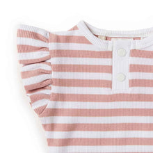 Load image into Gallery viewer, SHK Rose Milk Stripe Short Sleeve Organic Body Suit

