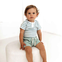 Load image into Gallery viewer, SHK Sage Stripe Short Sleeve Organic Body Suit
