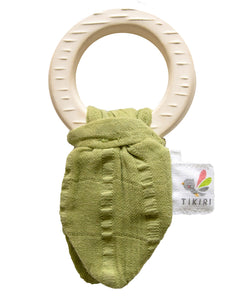 Natural Rubber Teether With Muslin Crinkle Tie